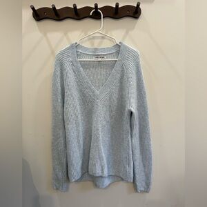 Elizabeth and James Light Blue V-Neck Women's Sweater